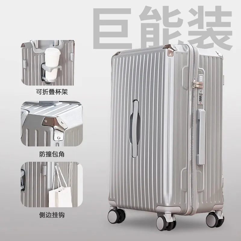Luggage 20 inch |Cup Holder/Waterproof multifunctional Suitcase Hand Carry Large Capacity Universal Wheel Simple Suitcase