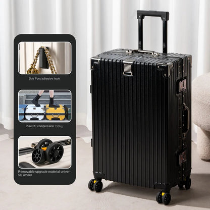 New Aluminum Frame Luggage 20/22/24/26/28 Inch Student Trolley Case Sturdy PC Materia Large Capacity Suitcase on Wheels