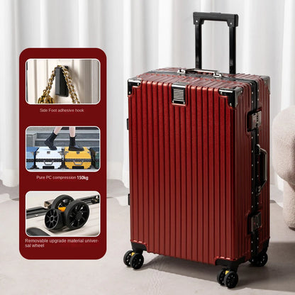 New Aluminum Frame Luggage 20/22/24/26/28 Inch Student Trolley Case Sturdy PC Materia Large Capacity Suitcase on Wheels