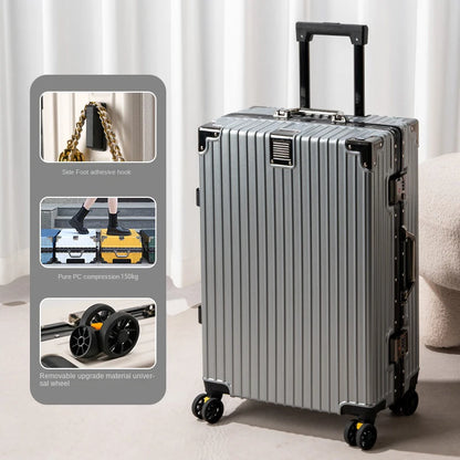 New Aluminum Frame Luggage 20/22/24/26/28 Inch Student Trolley Case Sturdy PC Materia Large Capacity Suitcase on Wheels