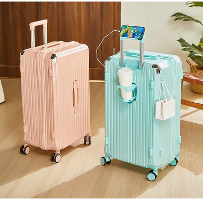 Luggage 20 inch |Cup Holder/Waterproof multifunctional Suitcase Hand Carry Large Capacity Universal Wheel Simple Suitcase