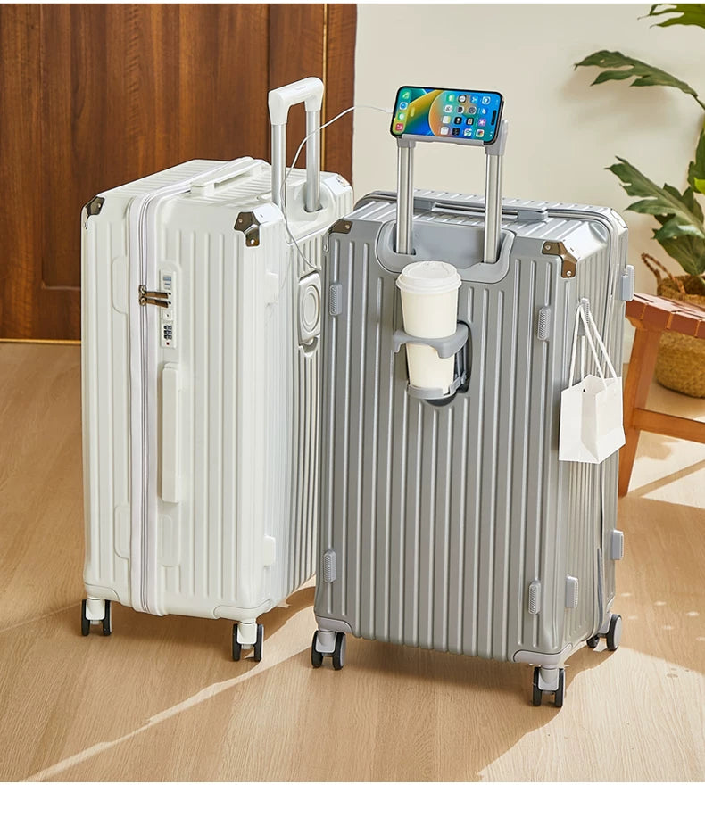 Luggage 20 inch |Cup Holder/Waterproof multifunctional Suitcase Hand Carry Large Capacity Universal Wheel Simple Suitcase
