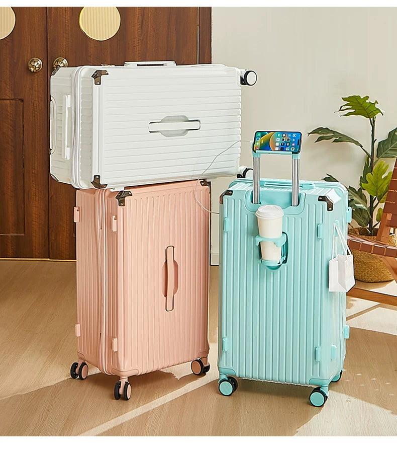 Luggage 20 inch |Cup Holder/Waterproof multifunctional Suitcase Hand Carry Large Capacity Universal Wheel Simple Suitcase