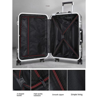 20 22 24 28 Inch Carry-on Suitcase Aluminium frame Rolling Luggage Trip Cabin Trolley Case Travel Bag Password Lock Zipper