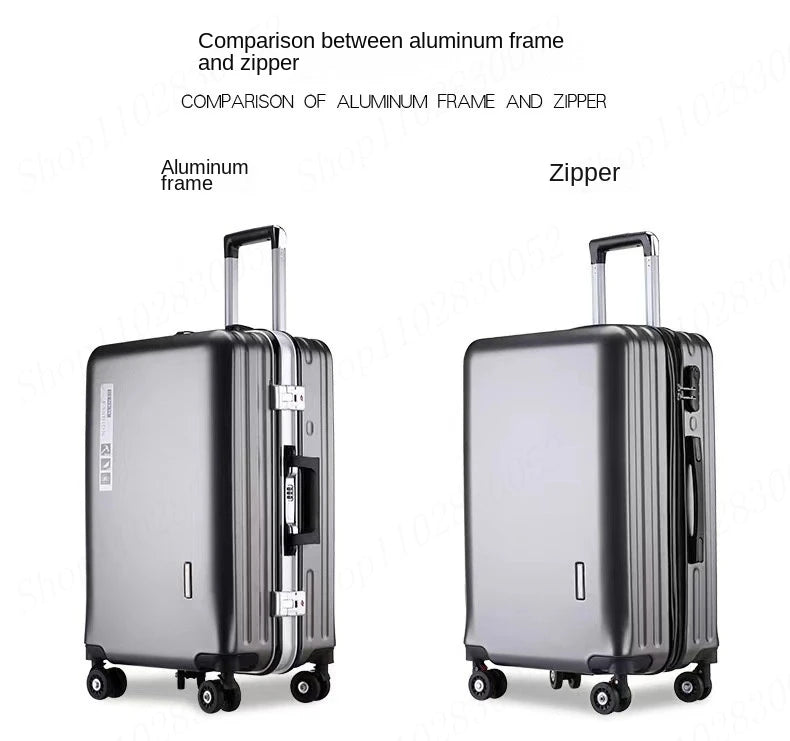 20 22 24 28 Inch Carry-on Suitcase Aluminium frame Rolling Luggage Trip Cabin Trolley Case Travel Bag Password Lock Zipper