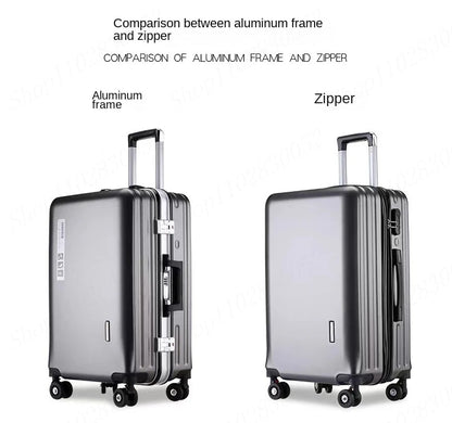 20 22 24 28 Inch Carry-on Suitcase Aluminium frame Rolling Luggage Trip Cabin Trolley Case Travel Bag Password Lock Zipper