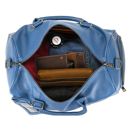 Luxury Genuine Leather Men Women Travel Bag Cow Leather Carry On Luggage Bag Travel Shoulder Bag Male Female Weekend Duffle Bag
