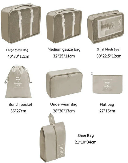 7/8/9/10 Pcs Set Travel Organizer Storage Bags Suitcase Packing Cubes Cases Portable Wardrobe Luggage Clothes Shoe Pouch Fold