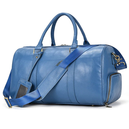 Luxury Genuine Leather Men Women Travel Bag Cow Leather Carry On Luggage Bag Travel Shoulder Bag Male Female Weekend Duffle Bag
