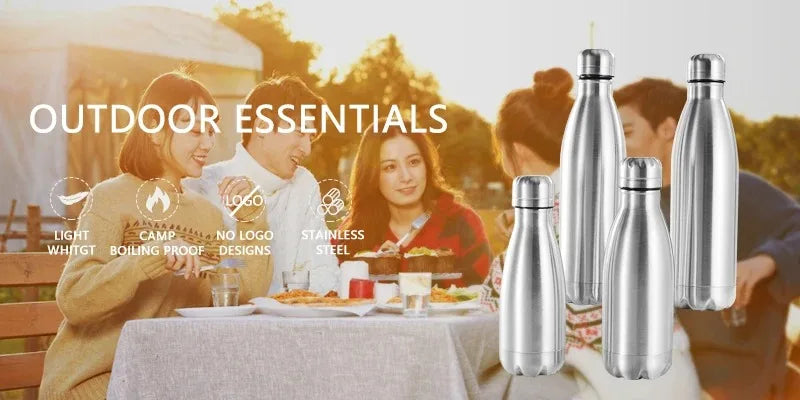 500 750 1000ml Water Bottles Stainless Steel Water Bottle 1 Liter Free Shipping Items, Drink Bottle for Sport Travel Cups