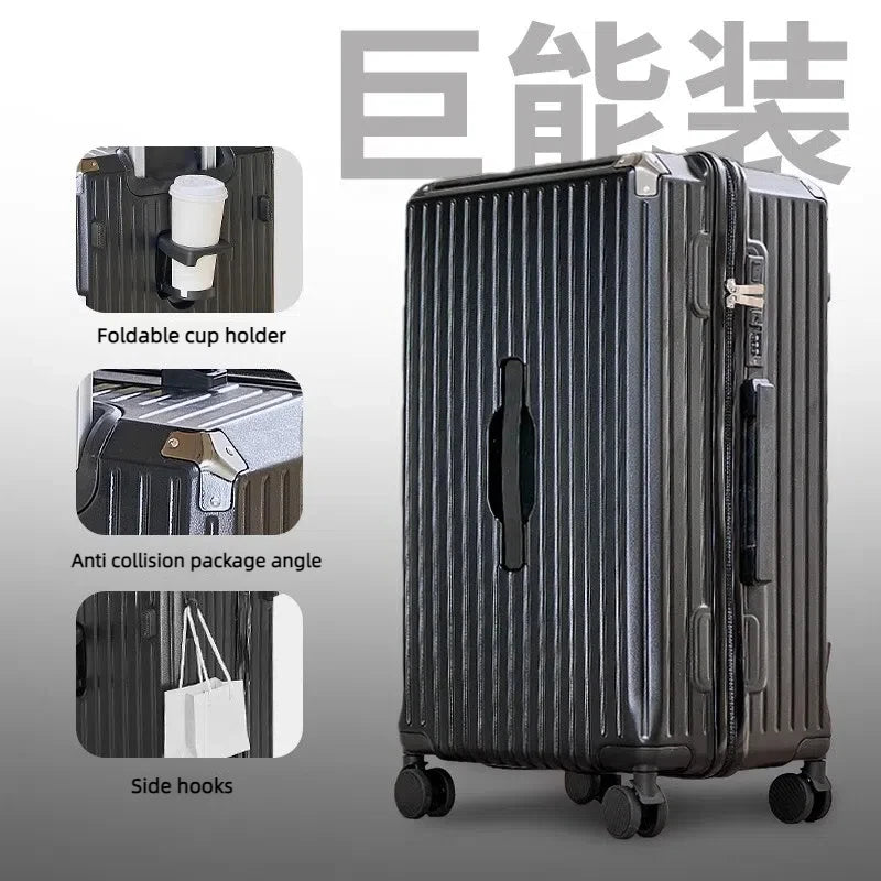 Luggage 20 inch |Cup Holder/Waterproof multifunctional Suitcase Hand Carry Large Capacity Universal Wheel Simple Suitcase