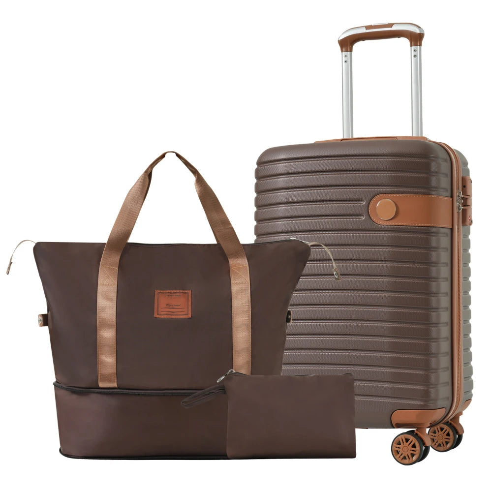 Luggage Sets 3 Piece Carry on Luggage 22x14x9 Airline Approved, Lightweight Hardshell ABS Suitcases with Wheels, 20 inch, Cream