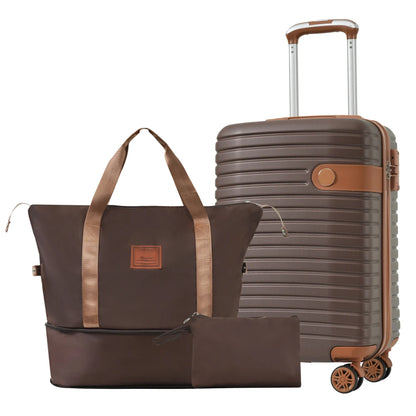 Luggage Sets 3 Piece Carry on Luggage 22x14x9 Airline Approved, Lightweight Hardshell ABS Suitcases with Wheels, 20 inch, Cream