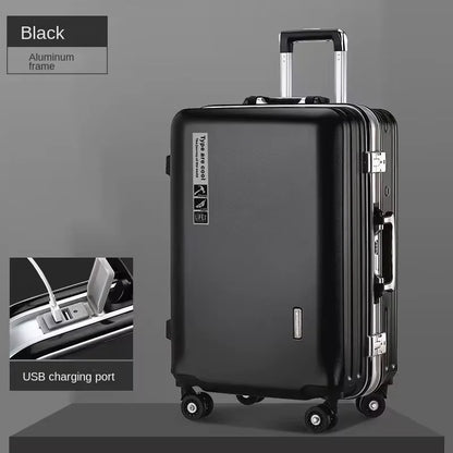 20 22 24 28 Inch Carry-on Suitcase Aluminium frame Rolling Luggage Trip Cabin Trolley Case Travel Bag Password Lock Zipper