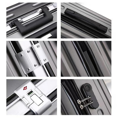 20 22 24 28 Inch Carry-on Suitcase Aluminium frame Rolling Luggage Trip Cabin Trolley Case Travel Bag Password Lock Zipper