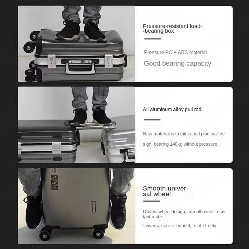 20 22 24 28 Inch Carry-on Suitcase Aluminium frame Rolling Luggage Trip Cabin Trolley Case Travel Bag Password Lock Zipper