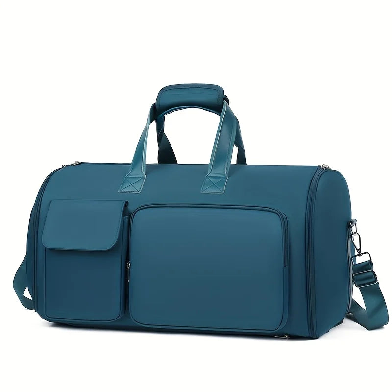 Large Capacity Beige Nylon Travel Suit Bag, 16-Inch Multifunctional Business Style, Dual Shoulder & Handheld, Non-Waterproof