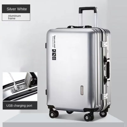 20 22 24 28 Inch Carry-on Suitcase Aluminium frame Rolling Luggage Trip Cabin Trolley Case Travel Bag Password Lock Zipper