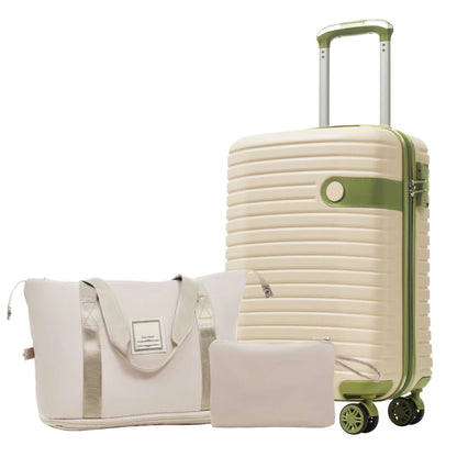 Luggage Sets 3 Piece Carry on Luggage 22x14x9 Airline Approved, Lightweight Hardshell ABS Suitcases with Wheels, 20 inch, Cream