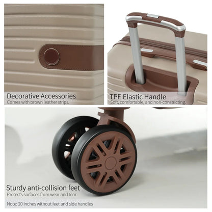 Luggage Sets 3 Piece Carry on Luggage 22x14x9 Airline Approved, Lightweight Hardshell ABS Suitcases with Wheels, 20 inch, Cream