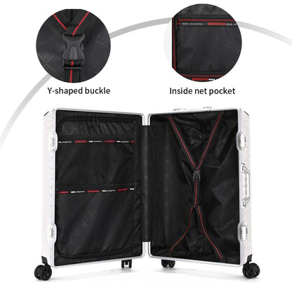 Trolley Luggage 20 24 26 28" Aluminum Frame Rolling Luggage Case USB Travel Suitcase on Wheels Combination Lock Carry on Luggage