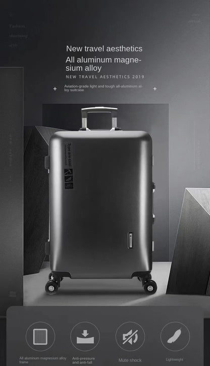 20 22 24 28 Inch Carry-on Suitcase Aluminium frame Rolling Luggage Trip Cabin Trolley Case Travel Bag Password Lock Zipper