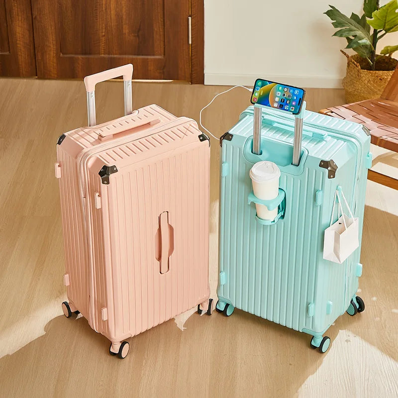 Luggage 20 inch |Cup Holder/Waterproof multifunctional Suitcase Hand Carry Large Capacity Universal Wheel Simple Suitcase
