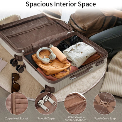 Luggage Sets 3 Piece Carry on Luggage 22x14x9 Airline Approved, Lightweight Hardshell ABS Suitcases with Wheels, 20 inch, Cream