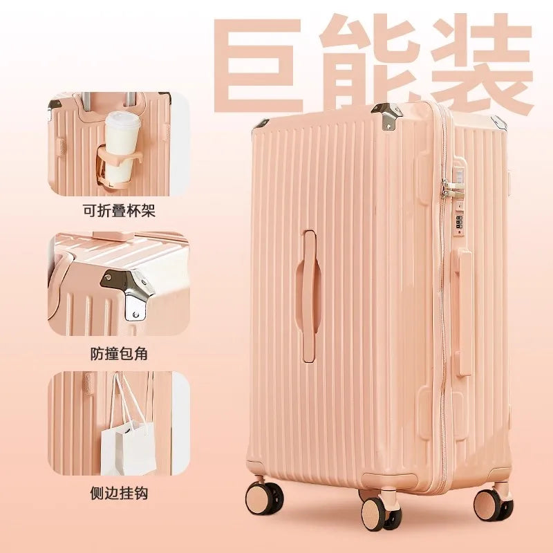 Luggage 20 inch |Cup Holder/Waterproof multifunctional Suitcase Hand Carry Large Capacity Universal Wheel Simple Suitcase