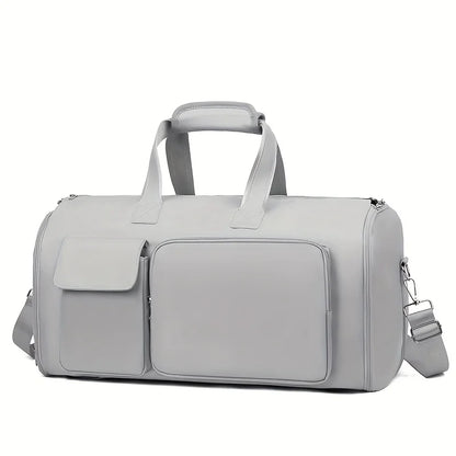 Large Capacity Beige Nylon Travel Suit Bag, 16-Inch Multifunctional Business Style, Dual Shoulder & Handheld, Non-Waterproof