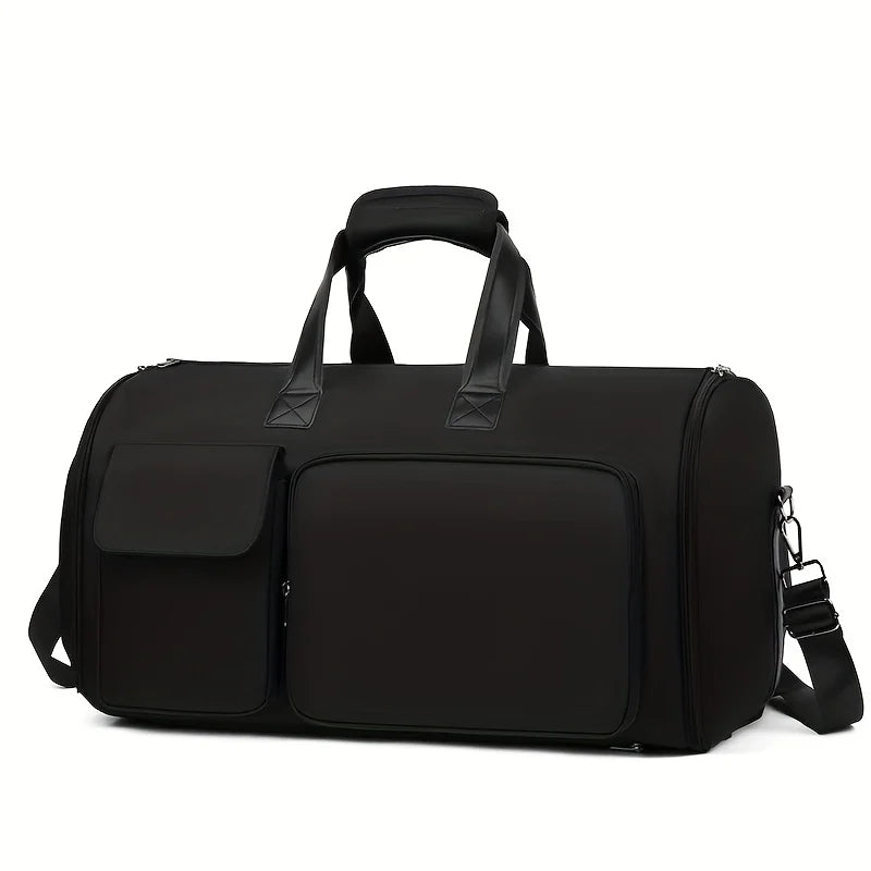 Large Capacity Beige Nylon Travel Suit Bag, 16-Inch Multifunctional Business Style, Dual Shoulder & Handheld, Non-Waterproof