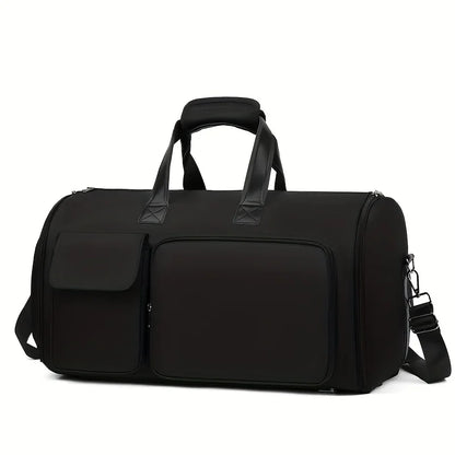 Large Capacity Beige Nylon Travel Suit Bag, 16-Inch Multifunctional Business Style, Dual Shoulder & Handheld, Non-Waterproof