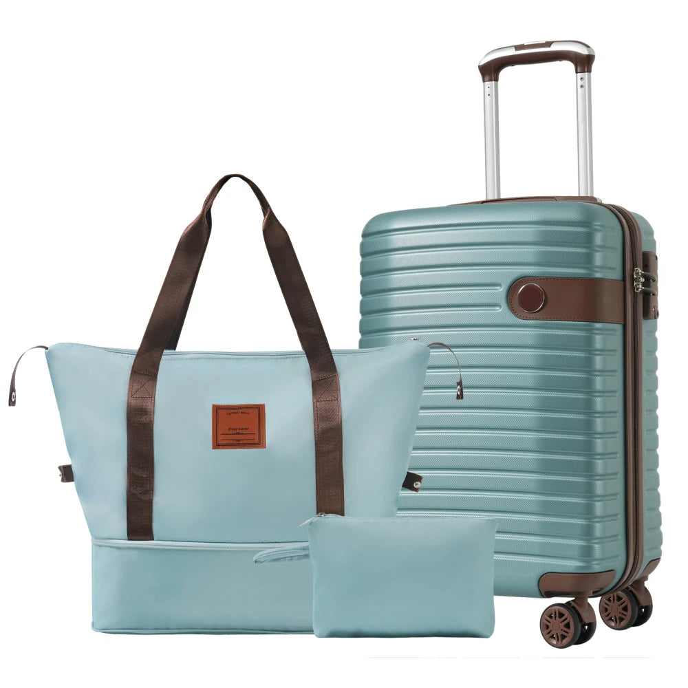 Luggage Sets 3 Piece Carry on Luggage 22x14x9 Airline Approved, Lightweight Hardshell ABS Suitcases with Wheels, 20 inch, Cream