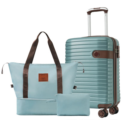 Luggage Sets 3 Piece Carry on Luggage 22x14x9 Airline Approved, Lightweight Hardshell ABS Suitcases with Wheels, 20 inch, Cream