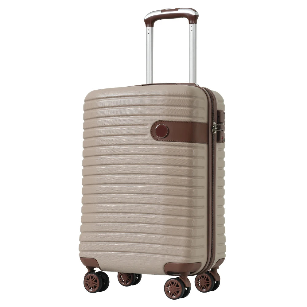 Luggage Sets 3 Piece Carry on Luggage 22x14x9 Airline Approved, Lightweight Hardshell ABS Suitcases with Wheels, 20 inch, Cream