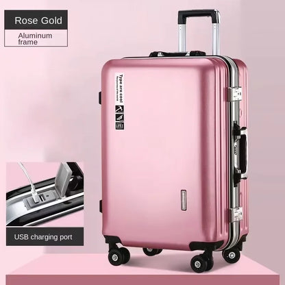 20 22 24 28 Inch Carry-on Suitcase Aluminium frame Rolling Luggage Trip Cabin Trolley Case Travel Bag Password Lock Zipper