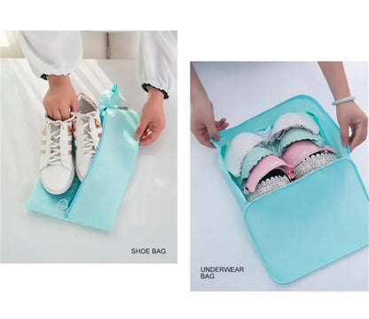 7Pcs Travel Organizer Storage Bags Suitcase Packing Cubes Set Cases Portable Luggage Clothes Shoe Tidy Pouch Folding