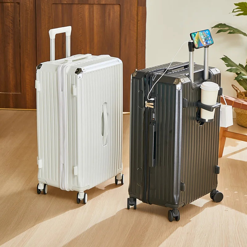 Luggage 20 inch |Cup Holder/Waterproof multifunctional Suitcase Hand Carry Large Capacity Universal Wheel Simple Suitcase