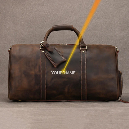 Luxury Genuine Leather Men Women Travel Bag Cow Leather Carry On Luggage Bag Travel Shoulder Bag Male Female Weekend Duffle Bag