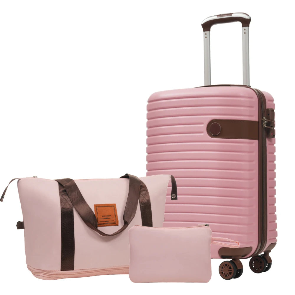 Luggage Sets 3 Piece Carry on Luggage 22x14x9 Airline Approved, Lightweight Hardshell ABS Suitcases with Wheels, 20 inch, Cream