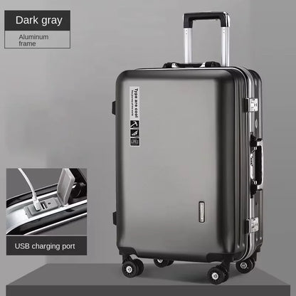 20 22 24 28 Inch Carry-on Suitcase Aluminium frame Rolling Luggage Trip Cabin Trolley Case Travel Bag Password Lock Zipper