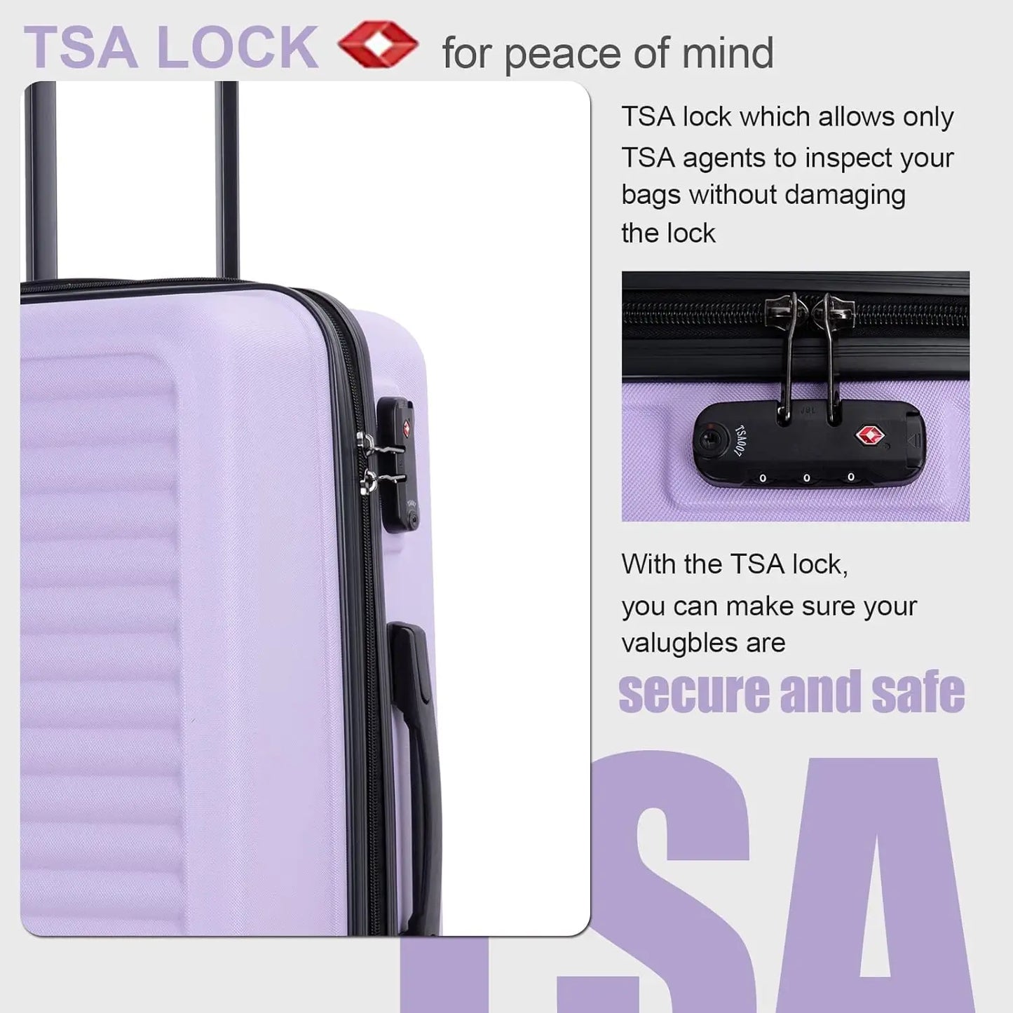 Travelhouse 3 Piece Hardside Luggage Set Hardshell Lightweight Suitcase with TSA Lock Spinner Wheels 20in24in28in