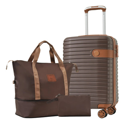 Luggage Sets 3 Piece Carry on Luggage 22x14x9 Airline Approved, Lightweight Hardshell ABS Suitcases with Wheels, 20 inch, Cream