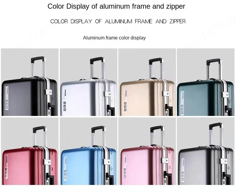 20 22 24 28 Inch Carry-on Suitcase Aluminium frame Rolling Luggage Trip Cabin Trolley Case Travel Bag Password Lock Zipper