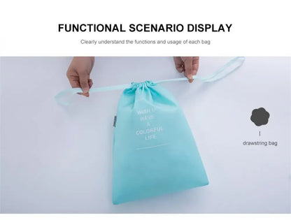 7Pcs Travel Organizer Storage Bags Suitcase Packing Cubes Set Cases Portable Luggage Clothes Shoe Tidy Pouch Folding